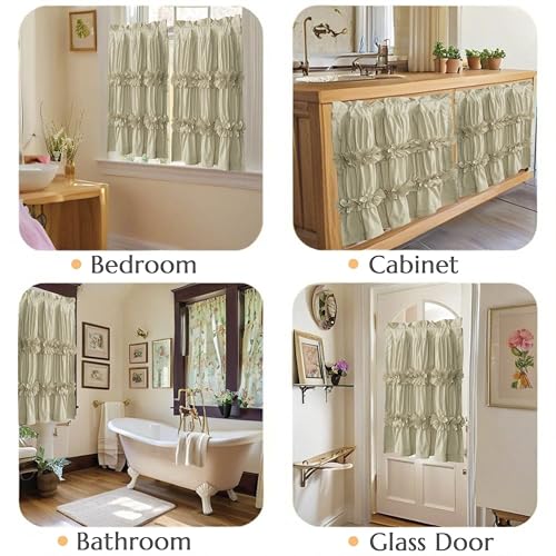 HIG 2 Pack Camel Handcrafted Window Treatment Tiers Curtains, 30"x24" - color: Camel, size: 30"W x 24"L (Pack of 2)