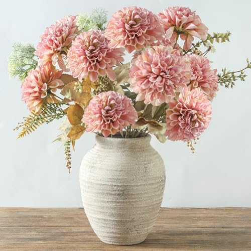 Ceramic Flower Vase, 7.4 Inch Rustic Farmhouse Home Decor - color: 205-1-7.4in