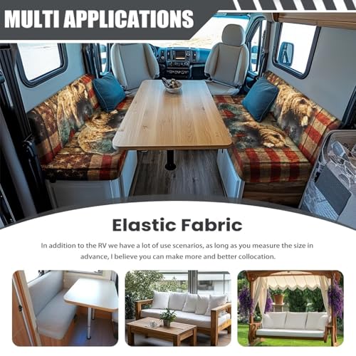 Bear Retro American Flag RV Dinette Cushion Covers 2 Pcs Patriotic Camper Seat Covers Dinette Booth Stretch Sofa Furniture Protector Sofa Slipover for Travel Trailer Couch - color: Bear Retro American Flag