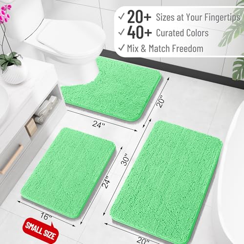 OLANLY Toilet Rugs U-Shaped 20x20, Soft Absorbent Chenille Contour Rugs - color: Mint Green, size: 20" X 20" Contour Rug