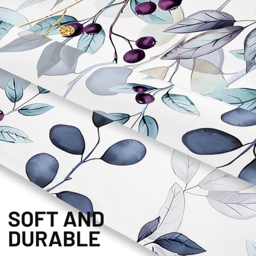 Dark Blue Eucalyptus Leaves French Door Curtain 1 Panel, 26x40 in - color: Eucalyptus Leaves-dark Blue, size: 26"W x 40"L (Pack of 1)