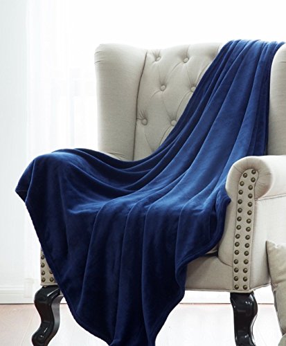 DiamondHome Super Soft Warm Light Weight Fleece Throw Blanket for Couch/Sofa/Bed/Chair in Living Room & Bed Room, 50" x 60" (Navy Blue) - color: Navy Blue
