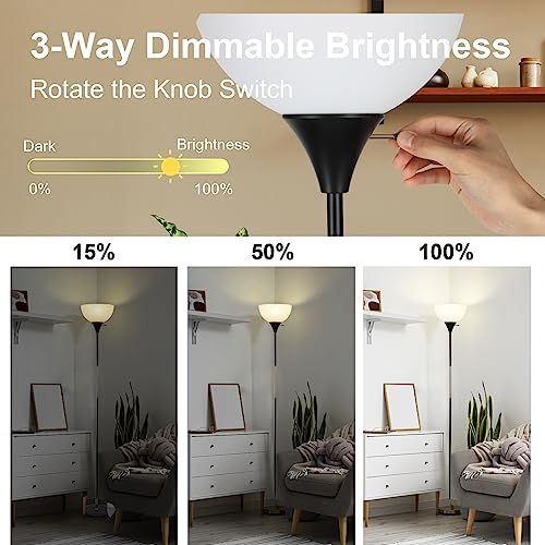 LALISU Floor Lamp, Dimmable Standing Lamp, 3 Ways Brightness Led Floor Lamp - color: Black