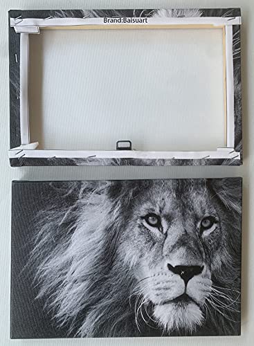 Baisuart Canvas Prints Wall Art Grey lion Stretched Canvas Wooden Framed for living Room Bedroom and Office - color: Lion-b, size: 40"L x 20"W