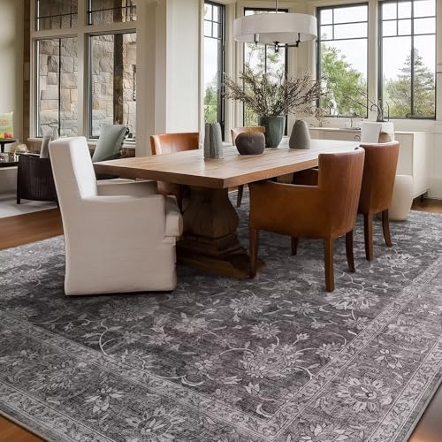 Washable 8x10 Area Rugs for Living Room Bedroom, Charcoal Gray - color: Charcoal Gray, size: 8' x 10' (Rectangular)