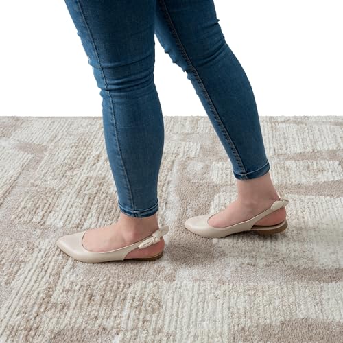 Abani Cream Area Rug for Living Room, Bedroom - Block Pattern- 6' x 9' -Durable & Easy to Clean - size: 6' x 9'