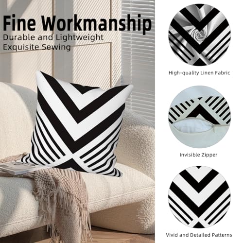 Geometric Pillow Covers Black White Minimalist 18x18 Set of 4 - color: Geometric 1, size: 18" x 18"(Pack of 4)