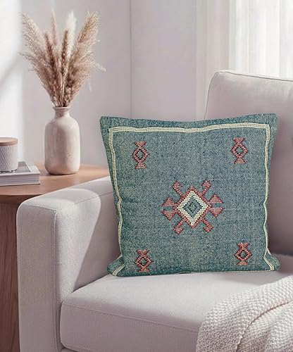 Indian Cotton Cushion Cover Sabra Kilim Pillow Cover Designer Decorative Sofa 18x18 Inche Handwoven Cushion Case for Farmhouse Home Decor Spring Decorative Pillow (Pattern 13) - color: Pattern 13