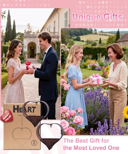 Metal Plant Hangers Indoor and Outdoor: Pots with Drainage Hole - color: Rustic Heart -2pack