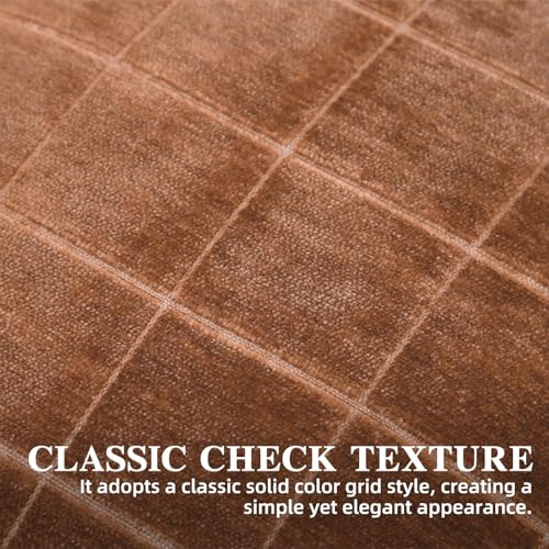 HPUK Checkered Throw Pillow Covers 18x18 Inch, Soft Cut Velvet, Set of 2 - color: Chenil Check-orange