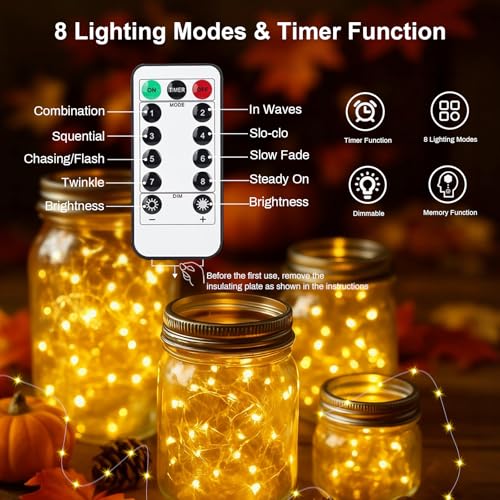 6 PCS Warm White Fairy Lights & Remote 7ft 20 LED Light - color: Warm White, size: 6 PCS