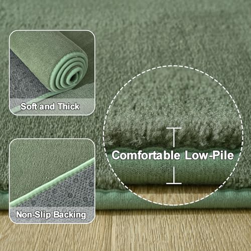 Amearea Modern Soft Hallway Runner Rug, 2x6 Sage Green Washable Runner Rugs - color: Sage Green, size: 2' x 6' (Runner)