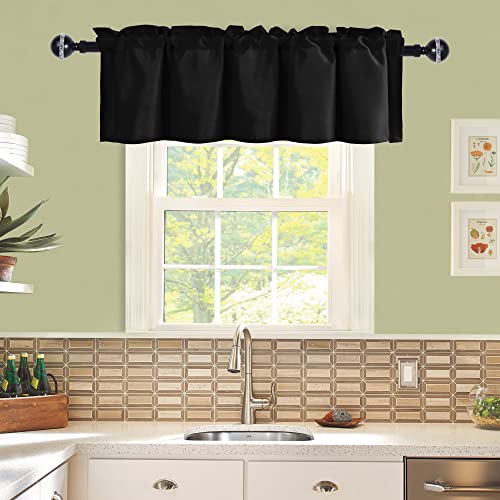 JIUZHEN Black Valance Curtains for Window 1 Panel, 60 x 18 Inches - color: Black, size: 60"W x 18"L (Pack of 1)
