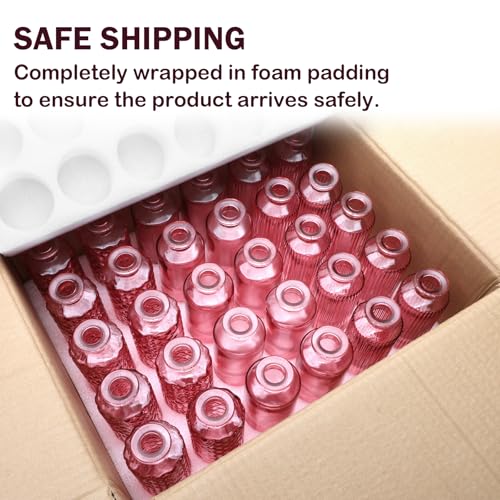 Glass Bud Vases 30 Pack, Small Pink Flower Vases for Centerpieces in Bulk - color: Pink