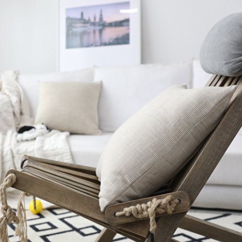 Kevin Textile Simple Linen Pillow Covers Nordic Stars Soft Cushion Case with Hidden Zipper, 2 Pc, 16"x16", Light Beige - color: Light Beige, size: 16" x 16" (Pack of 2)