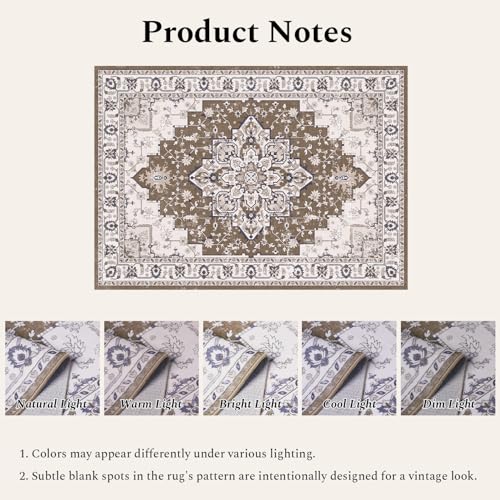 Rugflix 8x10 Area Rugs for Living Room, Washable Brown Beige Large Rug - color: Brown Beige, size: 8' x 10' (Rectangular)