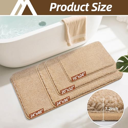 COSYHOMEER Extra Thick Bath Rugs for Bathroom Non Slip Bath Mat 20x32 Beige - color: Beige, size: 1'8" X 2'8" (Rectangular)