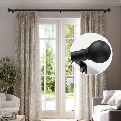 Matte Black Curtain Rods for Windows 72-144 Inch Heavy Duty - color: Matte Black, size: 16"-144"|1 Pack