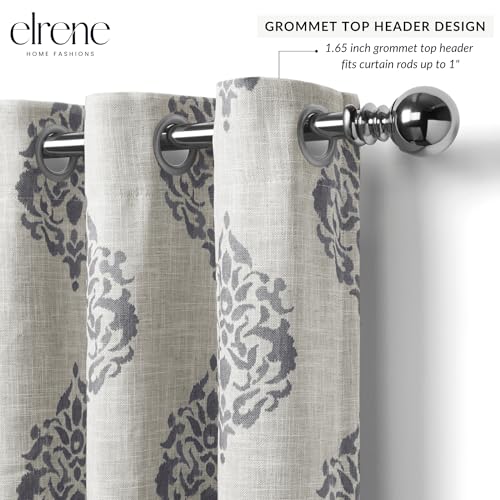 Threadmade Navara Medallion Room Darkening Window Curtain, Gray - 52" W x 84" L - color: Grey, size: 52"W x 84"L (Pack of 1)