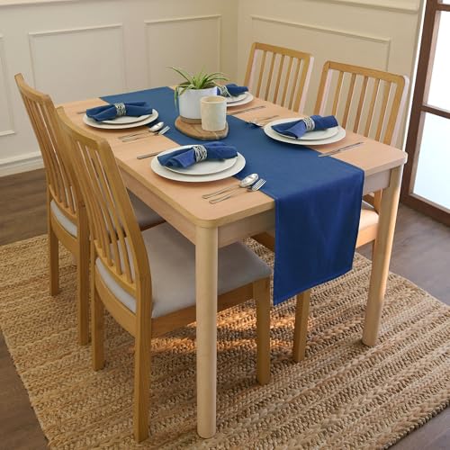 Encasa XO Table Runner, Cotton Canvas Dining Runner 13"x59" - color: Cobalt, size: 13x59 in