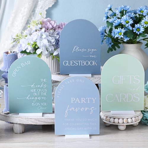 Weysat 4 Pcs Dusty Blue Acrylic Wedding Signs for Ceremony Reception - color: Dusty Blue