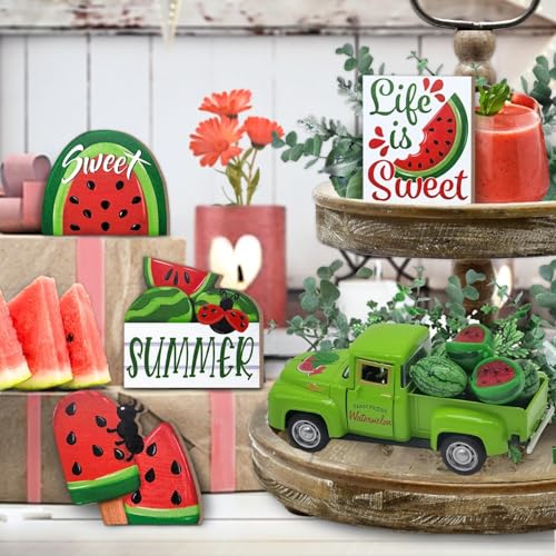 Watermelon Truck Decor Summer Rustic Farmhouse Table Decorations - color: Green-watermelon