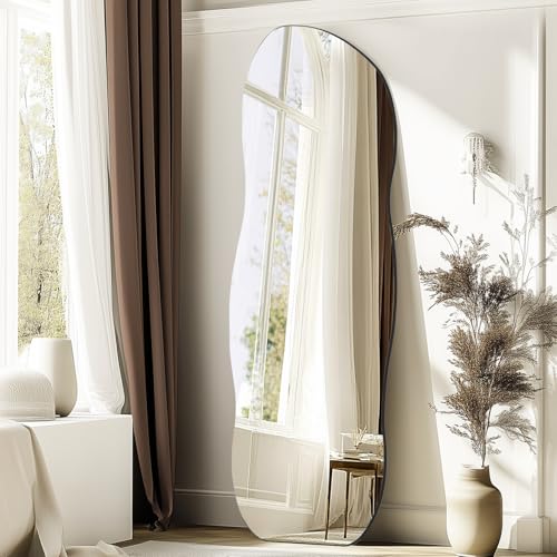 QDSSDECO 63" x 24" Full Length Mirror Irregular Wavy Mirror, Frameless - color: Wave