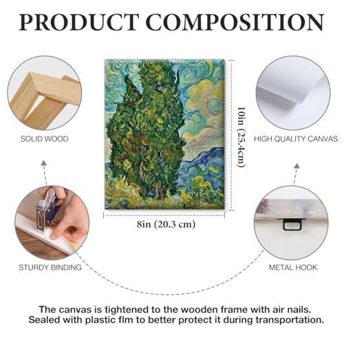 APOHBGV Cypress Trees Impressionist Canvas Wall Decor, Abstract Nature Artwork Suitable for Living Room Bedroom Office Studio Home Decoration, 8x10 Inch - color: Home13
