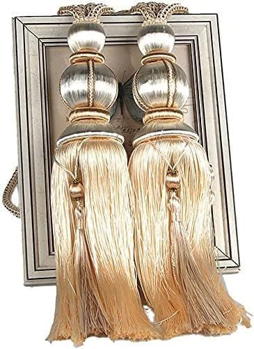 Paired Lantern Single Hanging Ball Tassels Curtains Buckle Sling Binding Lantern Tiebacks Handcrafted Braided Buckle Drapery Curtain Holdbacks Window Treatments for Home 2 Pack - color: Beige, size: 11.81 inches