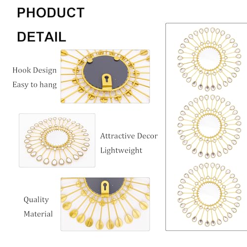Gold Mirrors-Sunburst Festival Wall Art,Decorative Round Mirrors for Indoor - color: White, Black, Green, Orange, Purple