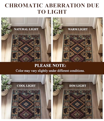 YIHOUSE 세탁 가능한 웨스턴 캐빈 러너 러그 2x8 복도 - color: 곰, size: 2 피트 x 8 피트