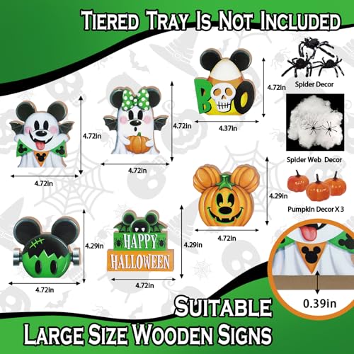 Halloween Tiered Tray Decor, Cute Green Ghost Tray Decorations - style: Halloween Ghost