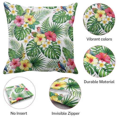 Throw Pillow Covers, Botanical Leaf, Set of 4, 18"x18" - color: Tropical Floral