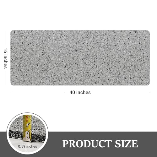 LuxStep Shower Mat Bathtub Mat,Non-Slip Bath Mat with Drain, Quick Drying - color: Stylish Grey, size: 40" x 16"