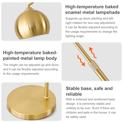 Gold Brushed Brass Arc Floor Lamps with 12W LED Remote Dimming - color: Gold Remote Dimming