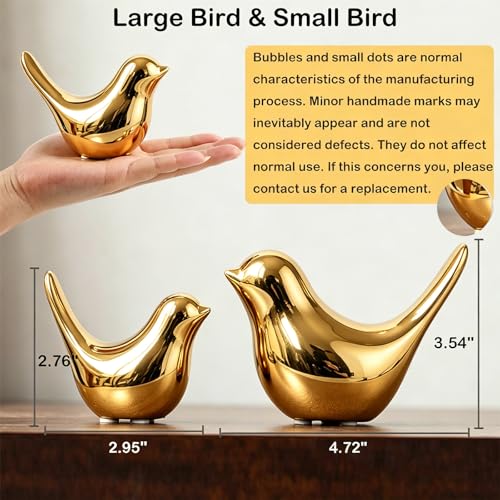 2 Pcs Small Birds Statues Home Decor Ceramic Gold Bird Figurines - color: 2 Pcs Goldbirds