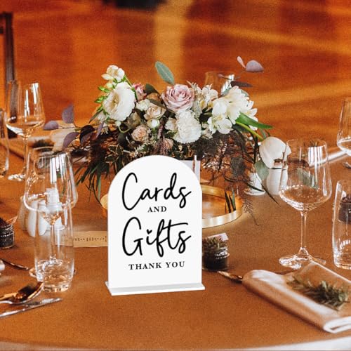 Acrylic Wedding Sign Cards and Gifts Sign for Wedding Wedding Signs for Ceremony Modern Calligraphy Arch Acrylic Table Top Sign for Wedding Reception and Event Party Table(white) - color: Cards and Gifts