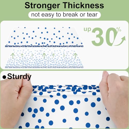 Smiry Disposable Rectangle Plastic 54 x 108 Inch Table Cloth 3 Pack - color: White and Blue