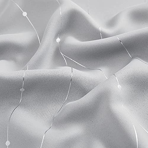 StangH Extra Long Blackout Curtains Silver Line Dots Pattern Thermal Insulated Room Darkening Curtains for Living Room Large Window, W52 x L95 inches, Silver Grey, 2 Panels - color: Silver Light Grey, size: 52"W x 95"L (Pack of 2)