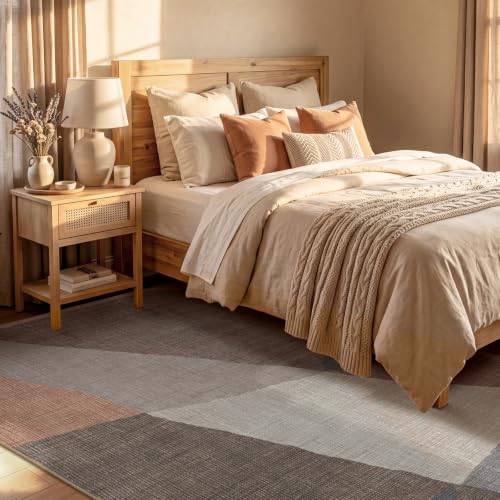 YIHOUSE Mid Century Modern Rug, Washable Non-Slip Low Pile, Brown, 8x10 ft - color: Brown, size: 8' x 10' (Rectangular)