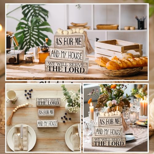 Yuntau 4 Pcs Farmhouse Christian Table Decor Stacked Wooden Block Sign - style: Bible Verse