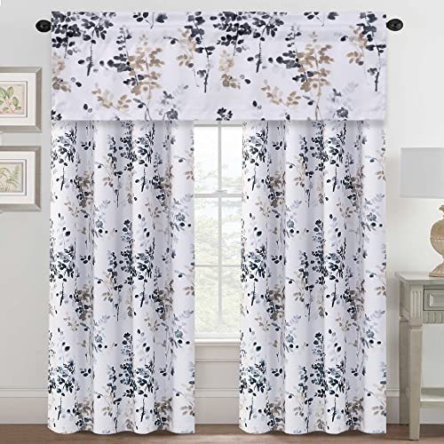 H.VERSAILTEX Valance for Kitchen Windows/Bathroom/Living Room/Bedroom Blackout Window Valance Thermal Insulated Rod Pocket Valance Curtains, 52" W x 18" L, 1 Panel, Bluestone and Taupe - color: Stoneblue/Taupe