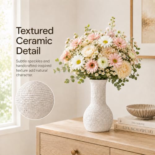 Nawaza Ceramic Flower Vase White Small Farmhouse Table Decor Vase V15 - color: Modern White-v15