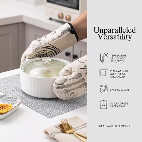 Placemats Set of 6 - Easy Clean Woven Vinyl Placemats for Dining Table, Indoor/Outdoor Place Mats, Washable PVC Table Mats(Gray) - color: A-gray