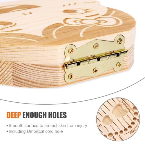 NASHRIO Baby Tooth Box Wooden Kids Keepsake Organizer Gift for Baby Teeth, Cute Children Tooth Container with Tweezers to Keep the Childwood Memory (Gril) - color: Girl