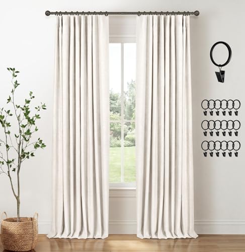 INOVADAY 100% Black Out Curtains 90 Inch Long Blackout Curtains for Bedroom - color: Beige, size: 50"W x 90"L (Pack of 2)