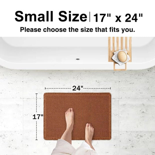 Luxury Waffle Bath Mat, Super Absorbent Non Slip Bathroom Rugs, Boho Ultra Soft Comfort Machine Washable Quick Dry Floor Mats with Tassels Coffee, 17" x 24" - color: Coffee, size: 17" X 24"