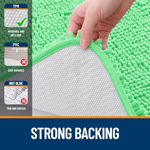 OLANLY Toilet Rugs U-Shaped 20x20, Soft Absorbent Chenille Contour Rugs - color: Mint Green, size: 20" X 20" Contour Rug