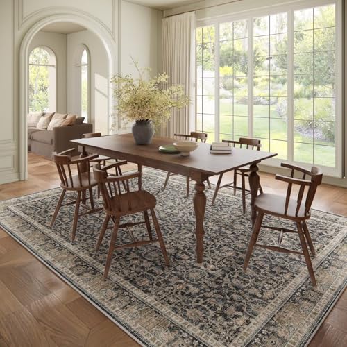 Washable 8x10 Area Rugs for Living Room Bedroom, Charcoal/Taupe - color: Charcoal/Taupe, size: 8' x 10' (Rectangular)