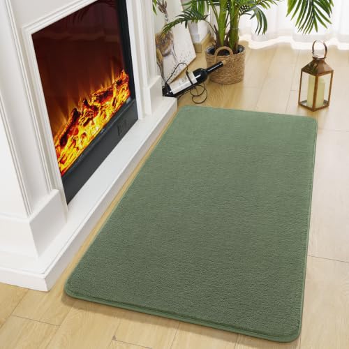 Amearea Modern Washable Runner Rugs, 2x4 Sage Green Bedroom Runner Rug - color: Sage Green, size: 2' x 4' (Runner)
